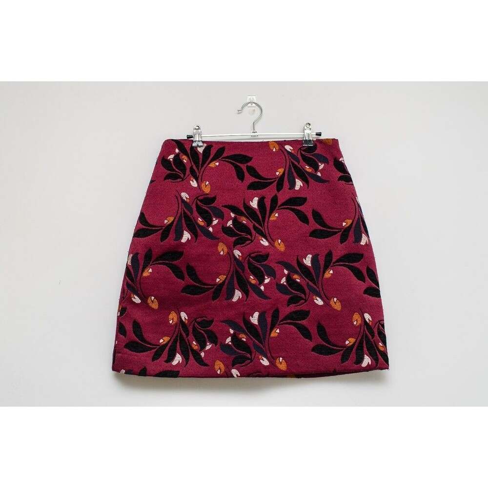 Ann Taylor Skirt 6‎ Maroon Floral pencil office business career Mini